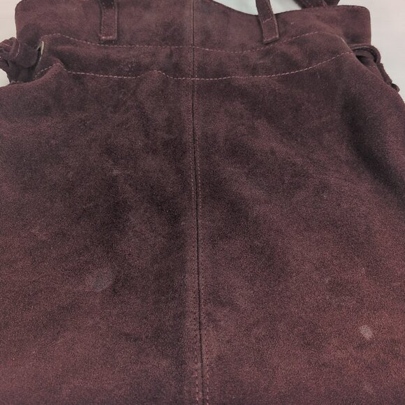 Marlon Burgundy Red Suede Leather Shoulder Purse Drawstring Crossbody Made Italy - Picture 15 of 15